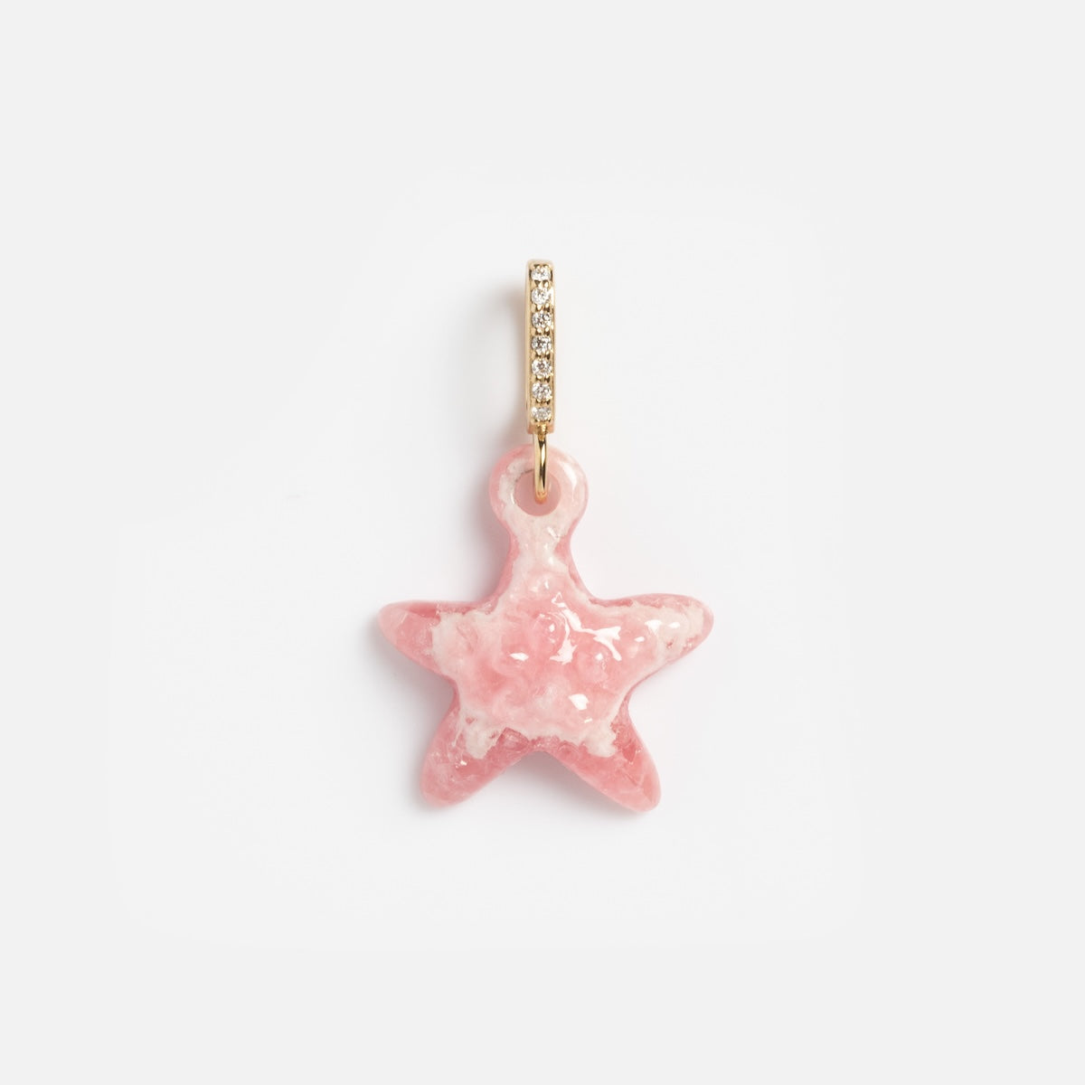 14k Pink Rhodochrosite and Diamond Sea Star Charm