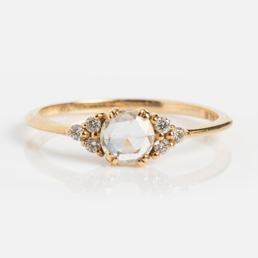 Lune Ring with Rose Cut Diamond