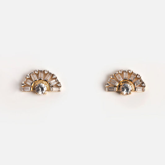 14k Vintage Inspired Art Deco Fan Earrings