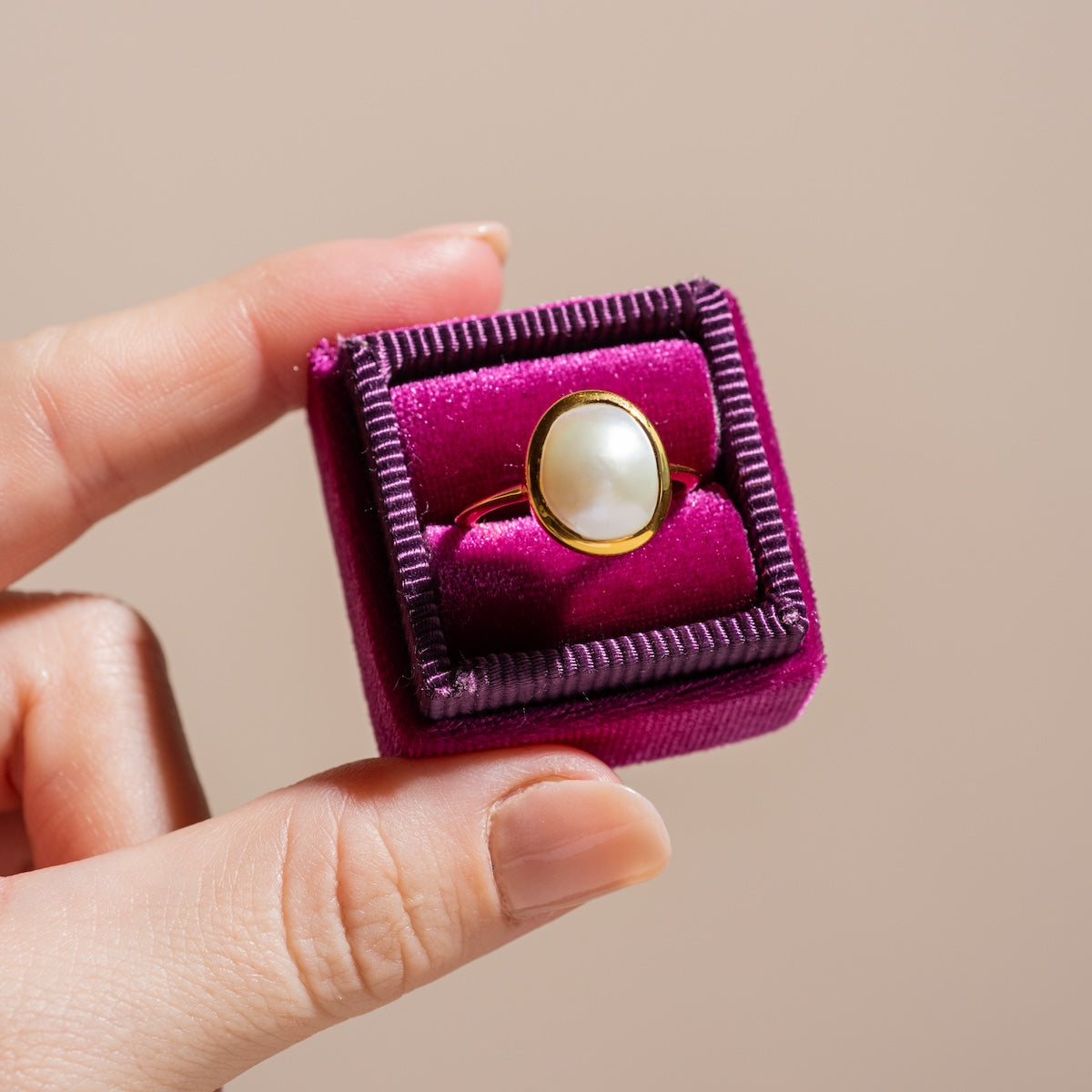 Simple Semi Precious Pearl Ring