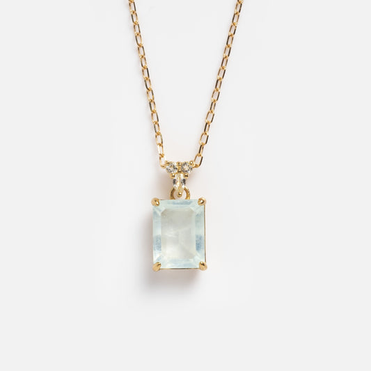 Solid Gold 2025 March Capsule Classic Aquamarine Pendant Necklace