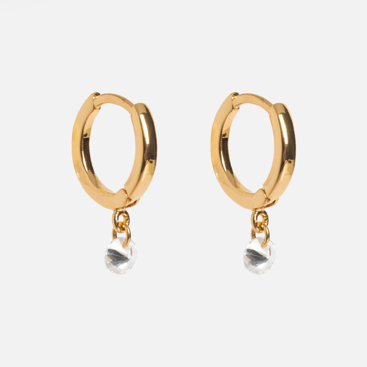 Gold Huggie With Floating CZ Dangle