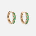 Solid Gold Emerald Huggie Hoops