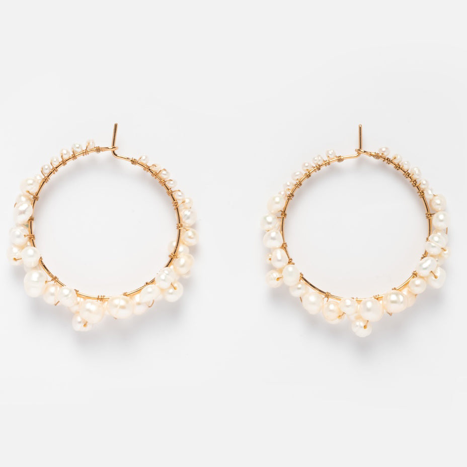 Cruz Pearl Hoop Earrings
