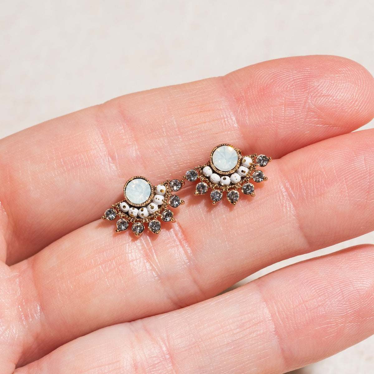 Nico Fan Earrings in White Opal