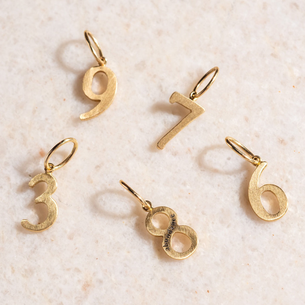 Solid Gold Number Charm