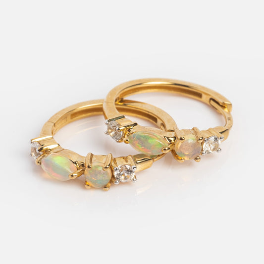 Solid Gold Opal Hoops Sample