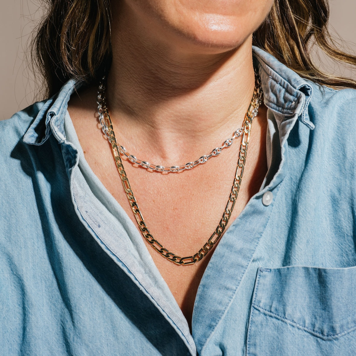 Thick Gold Figaro Chain