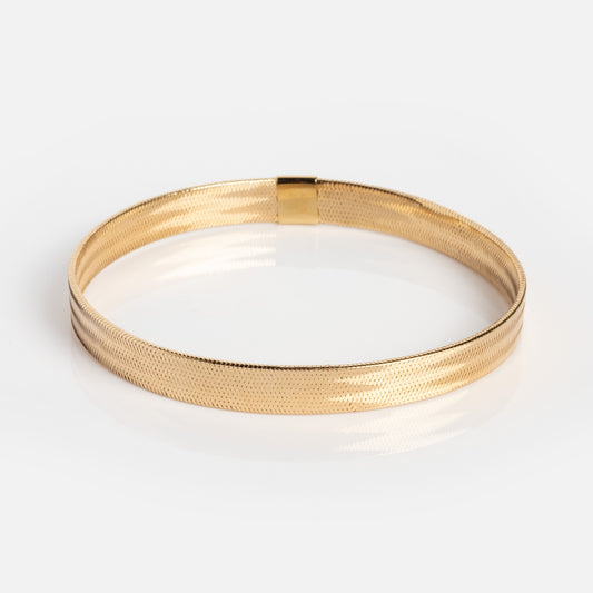 Family Gold Solid Gold Bold Mesh Bracelet on white background