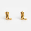 Cowboy Boot Studs from Local Eclectic, featuring a shiny 14k gold plated finish, are shown against a plain white background.