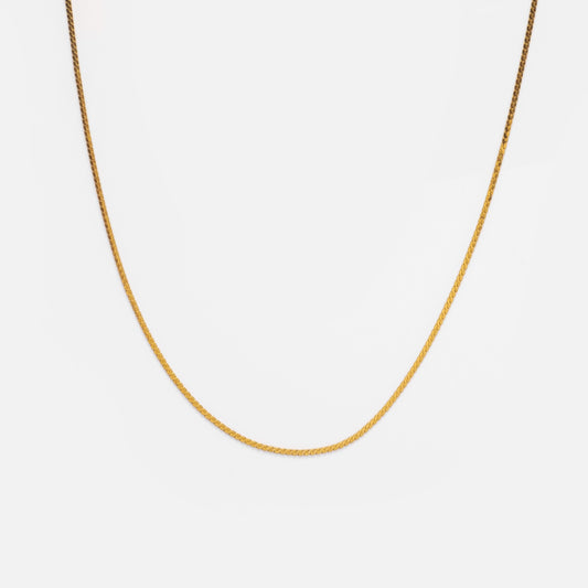 The Vermeil S Chain, a delicate gold vermeil necklace, is elegantly displayed against a plain white background.