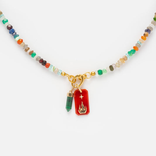 Sale! Beaded Gemstone Charm Holder Necklace