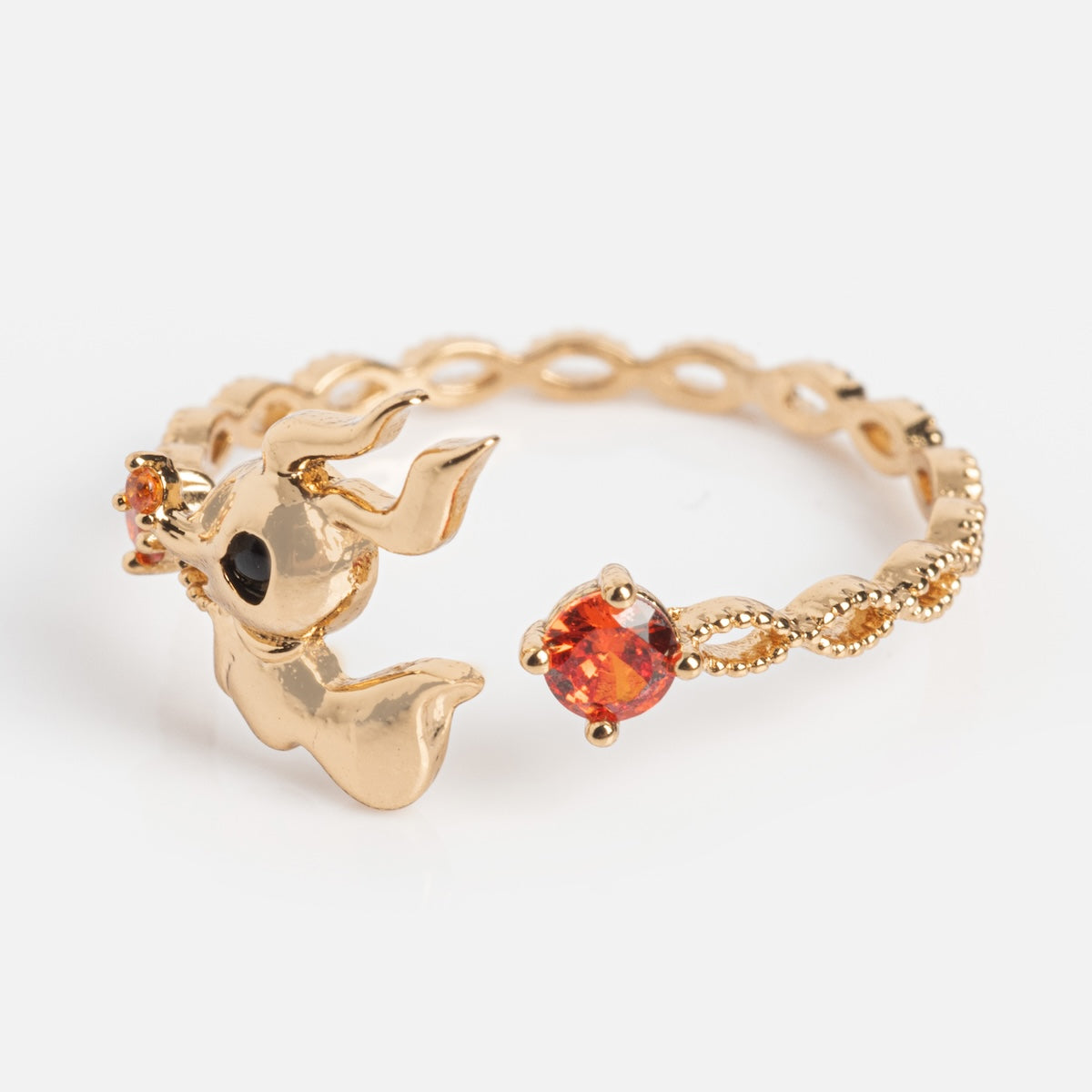 The Disney Zero Adjustable Ring features a gold band with a sculpted ghost, black eyes, orange gemstone accents, and a textured, twisted design—perfect for any Nightmare Before Christmas or Disney jewelry fan.