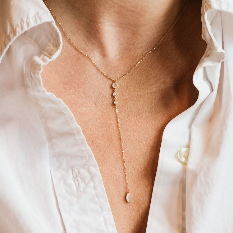 Moonstone lariat necklace deals