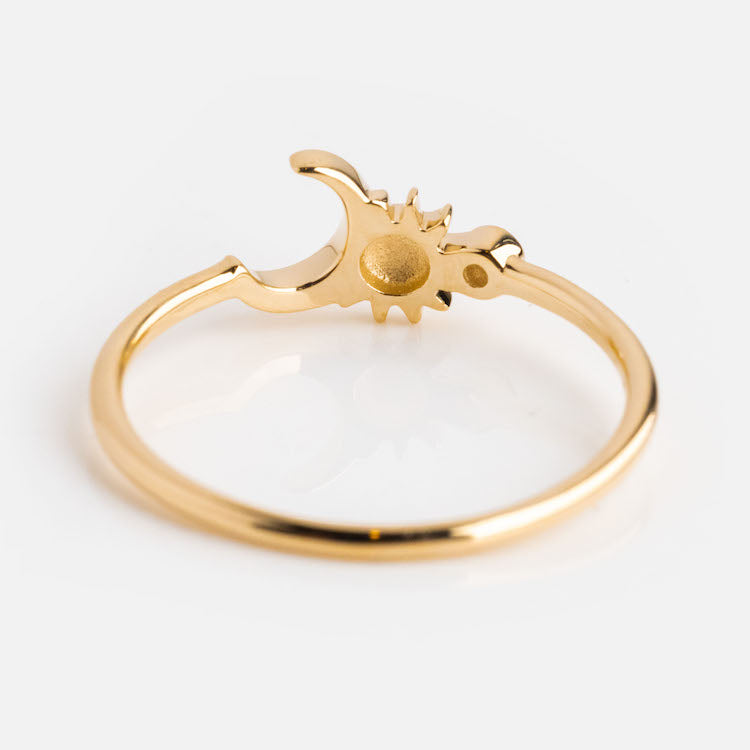 Celestial sun 14k gold-plated ring with clear cubic zirconia | PANDORA