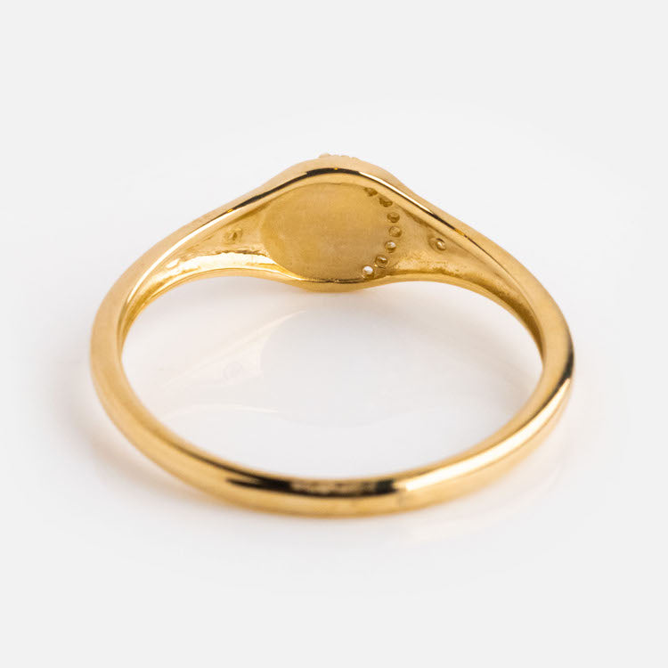 Solid Gold Lunar Labradorite Signet Ring