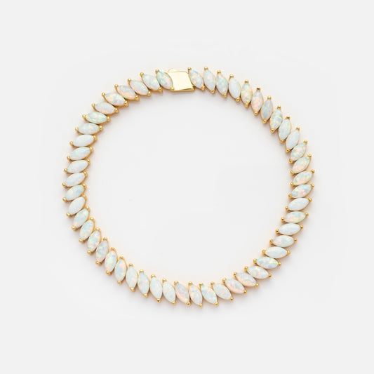 Solid Gold Simple Pearl Chain Bracelet - Local Eclectic