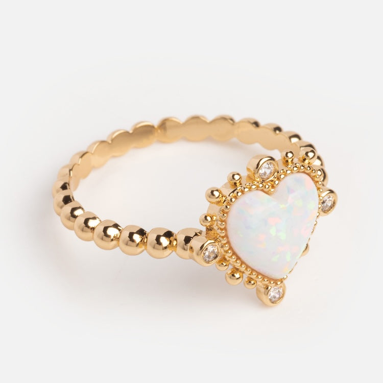 Heavenly Opal Heart Ring