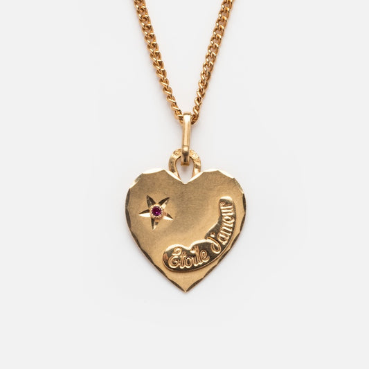 Vintage 18k Etoile Heart Charm Necklace