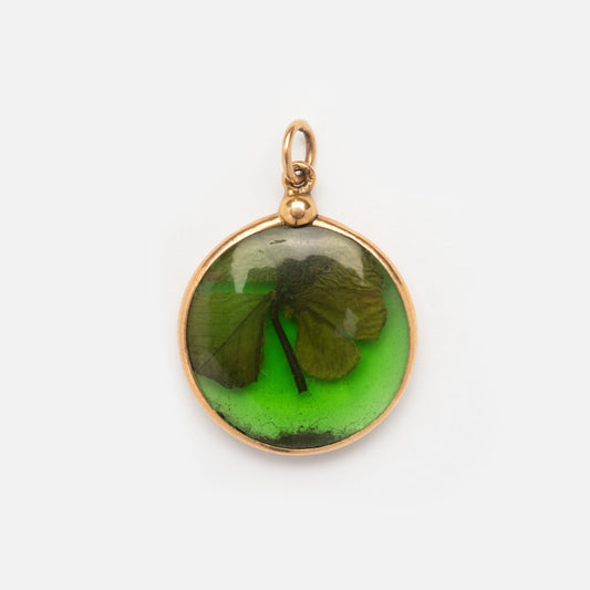 Vintage 14k Four Leaf Clover Encapsulated Charm