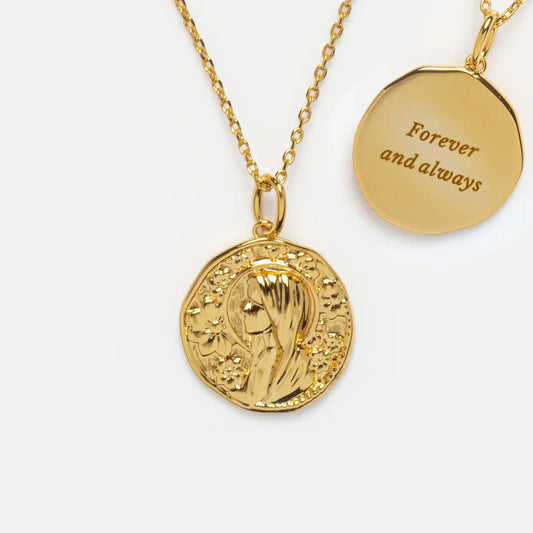 Mother Mary Vintage Coin Necklace