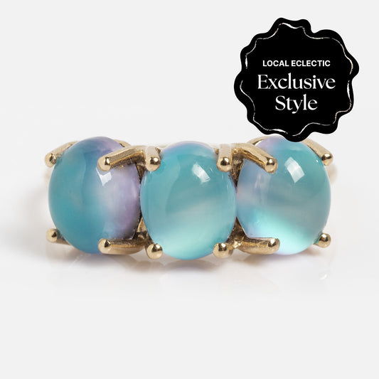 14k Blue Crush Cat's Eye Moonstone Baby Gumdrop Ring