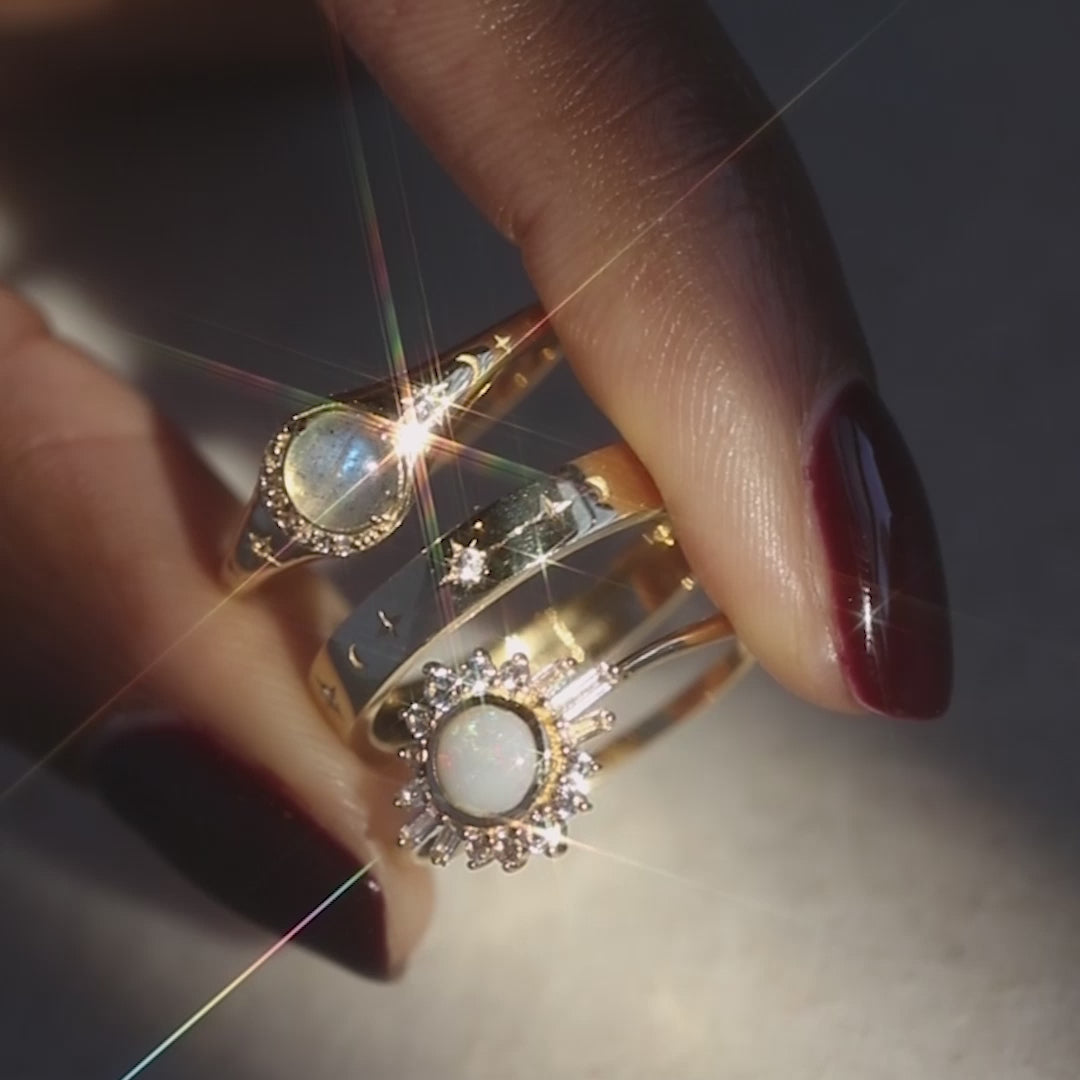 Solid Gold Lunar Labradorite Signet Ring | Local Eclectic – local