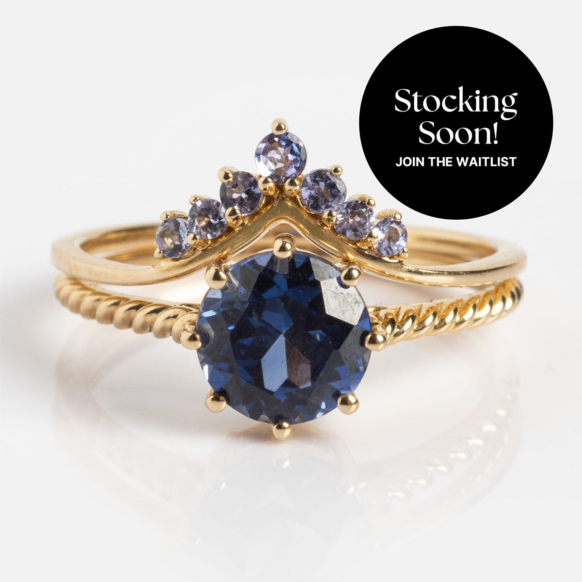 Solid Gold 2025 December Capsule Tanzanite Ring Set with Free Gift