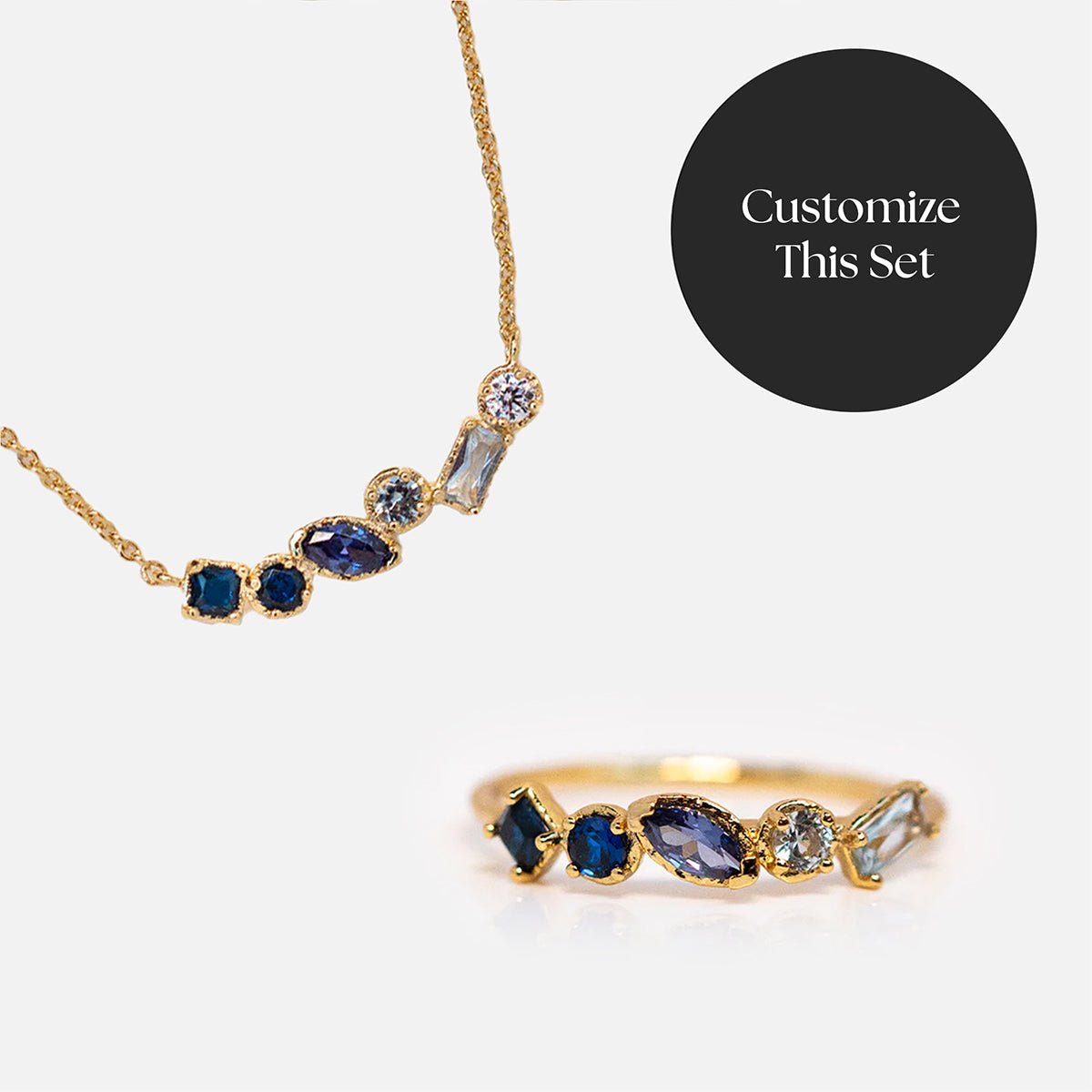 Shades of You Ombre Birthstone Ring and Necklace Gift Set