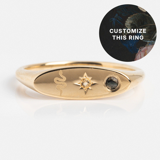 GIF with examples of custom slim solid gold manifestation rings