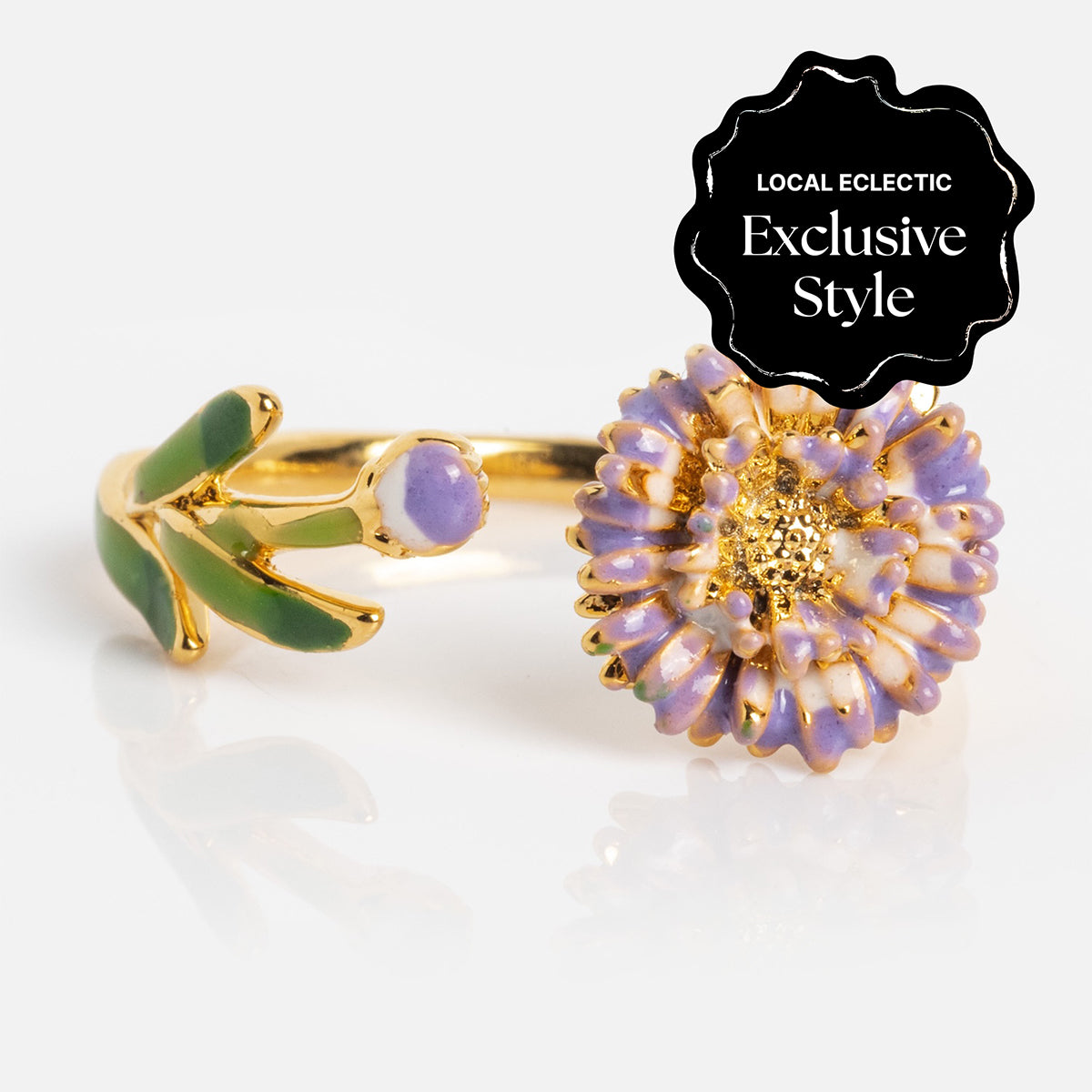 Blooming Color Adjustable Enamel Birth Flower Ring