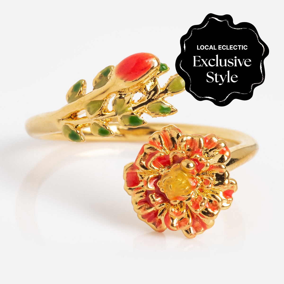 Blooming Color Adjustable Enamel Birth Flower Ring