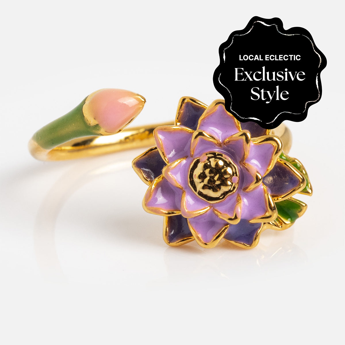 Blooming Color Adjustable Enamel Birth Flower Ring