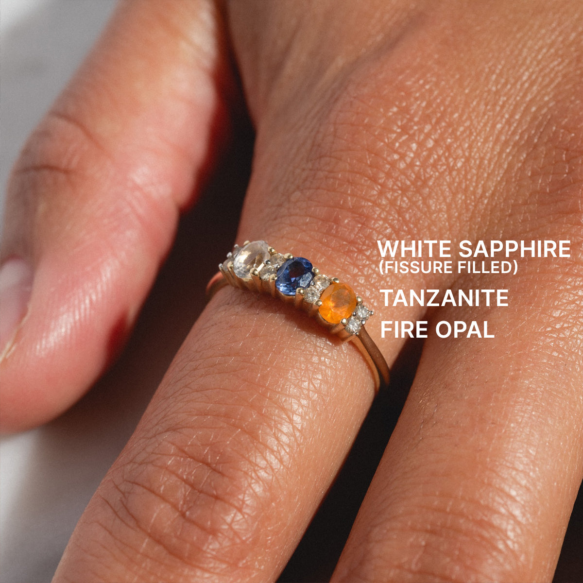 Customizable Acrostic Oval Gemstone Ring