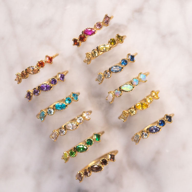 Plated Ombre Birthstone Ring colorful unique yellow gold jewelry personalized for you with love