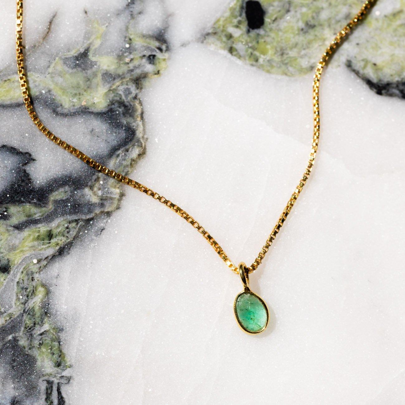 Sofia Slice Necklace with Emerald necklaces Leah Alexandra 