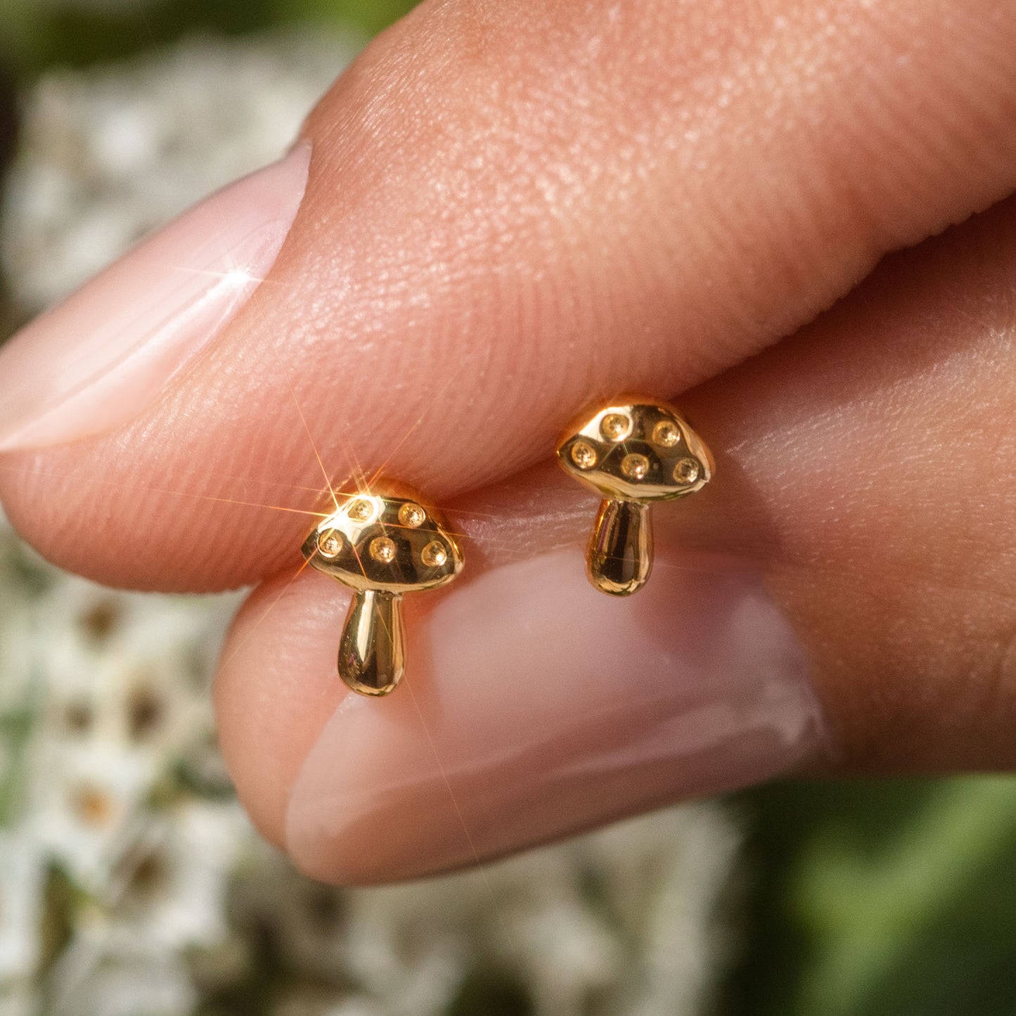 Solid Gold Mushroom Studs