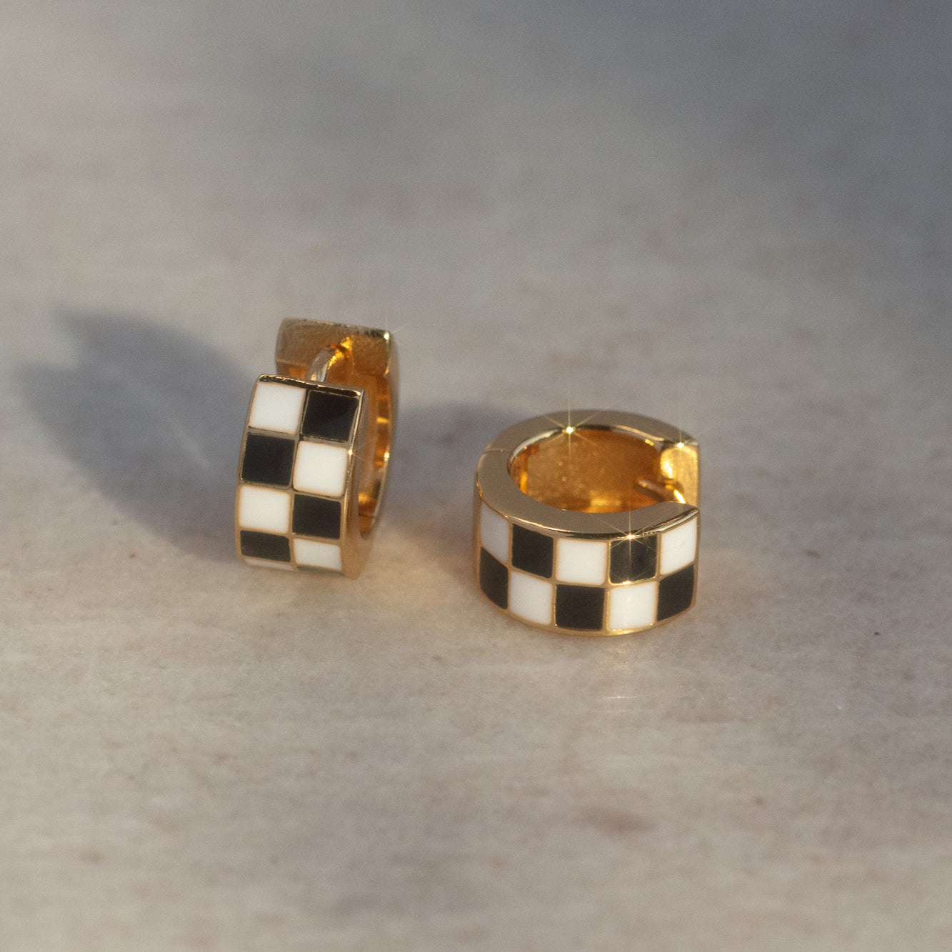 Checkered Huggie Earrings