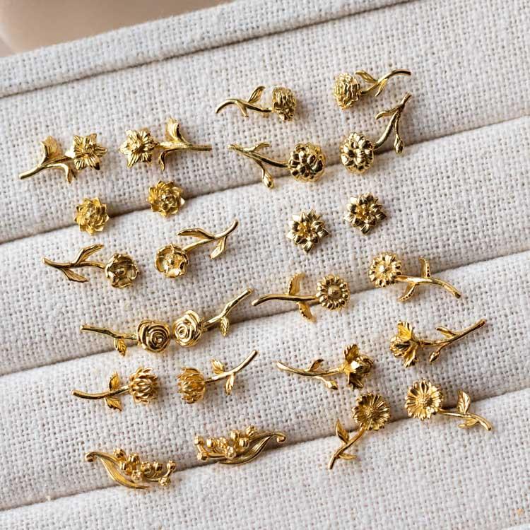 Yellow Diamond Flower Stud Earrings - Nuha Jewelers
