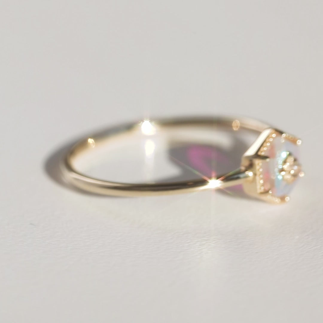 Solid Gold Crystal Ring for Manifestation