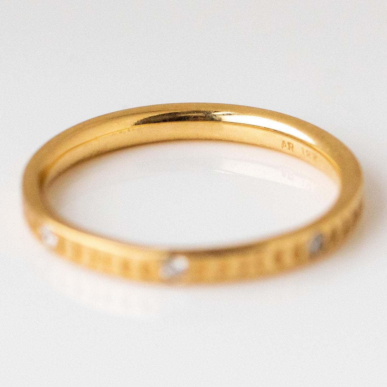 18k solid yellow gold moon phase ring full moon diamonds engraved band
