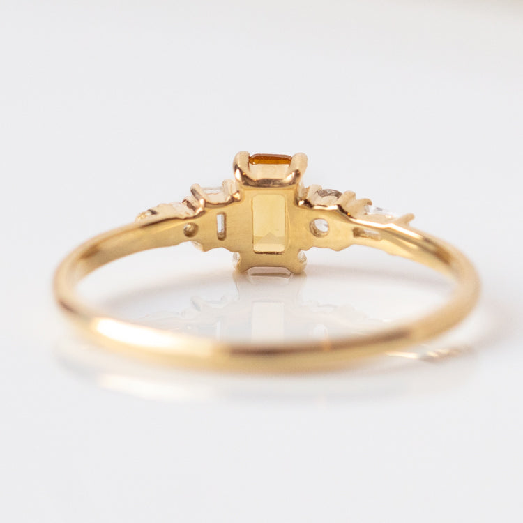 14k Citrine and White Sapphire Asymmetrical Ring