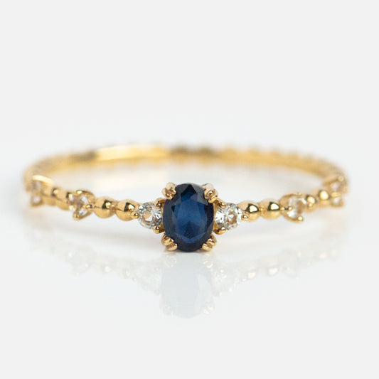 Solid Gold Something Blue Sapphire Ring