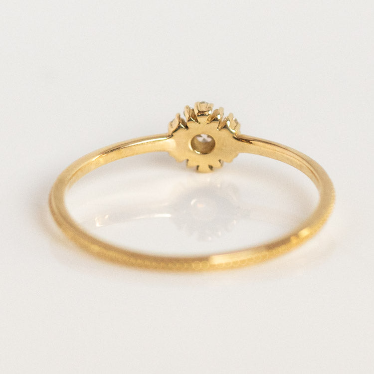 14k Round Cut Diamond Floral Engagement Ring dainty yellow gold fine solid minimal modern jewelry carried jewels
