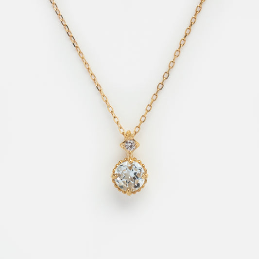Solid Gold Something Blue Aquamarine Necklace