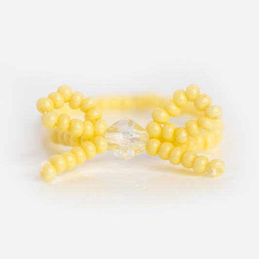 Mirabelle Yellow Beaded Bow Ring