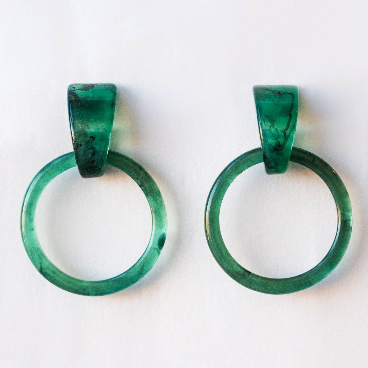 Acetate Hoops Jade Green Earrings