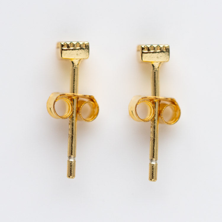 Kira Stud Earrings in Jade dainty yellow gold modern minimal jewelry