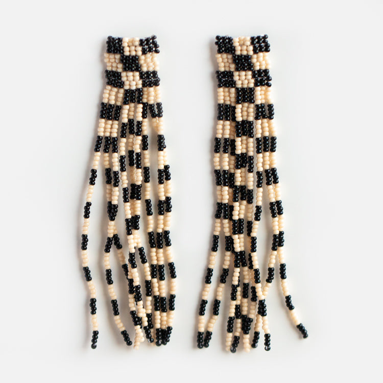 Clara Beaded Checkered Earrings