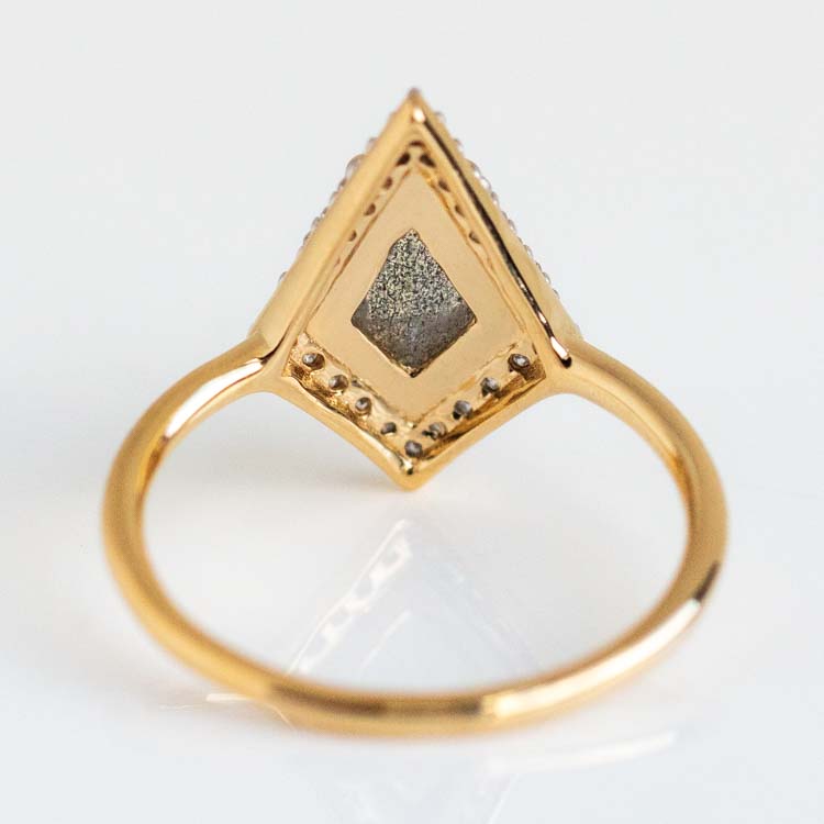 Labradorite & Diamond Kite Ring unique yellow gold modern jewelry carrie elizabeth